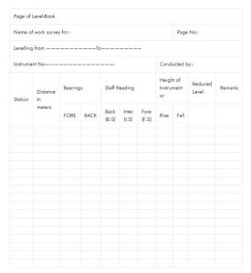 Level Book Format L-Section and cross section of the road (one full size drawing sheet ...