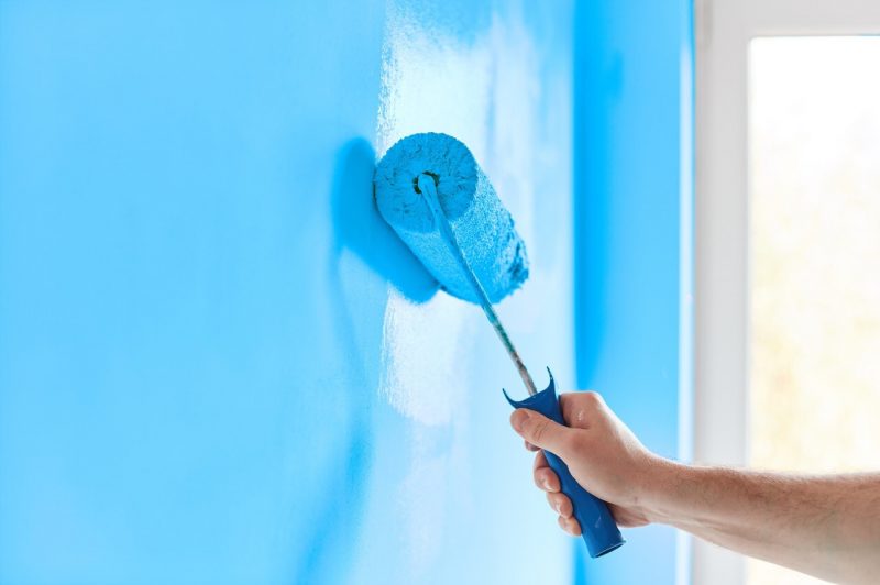 blue color painted wall