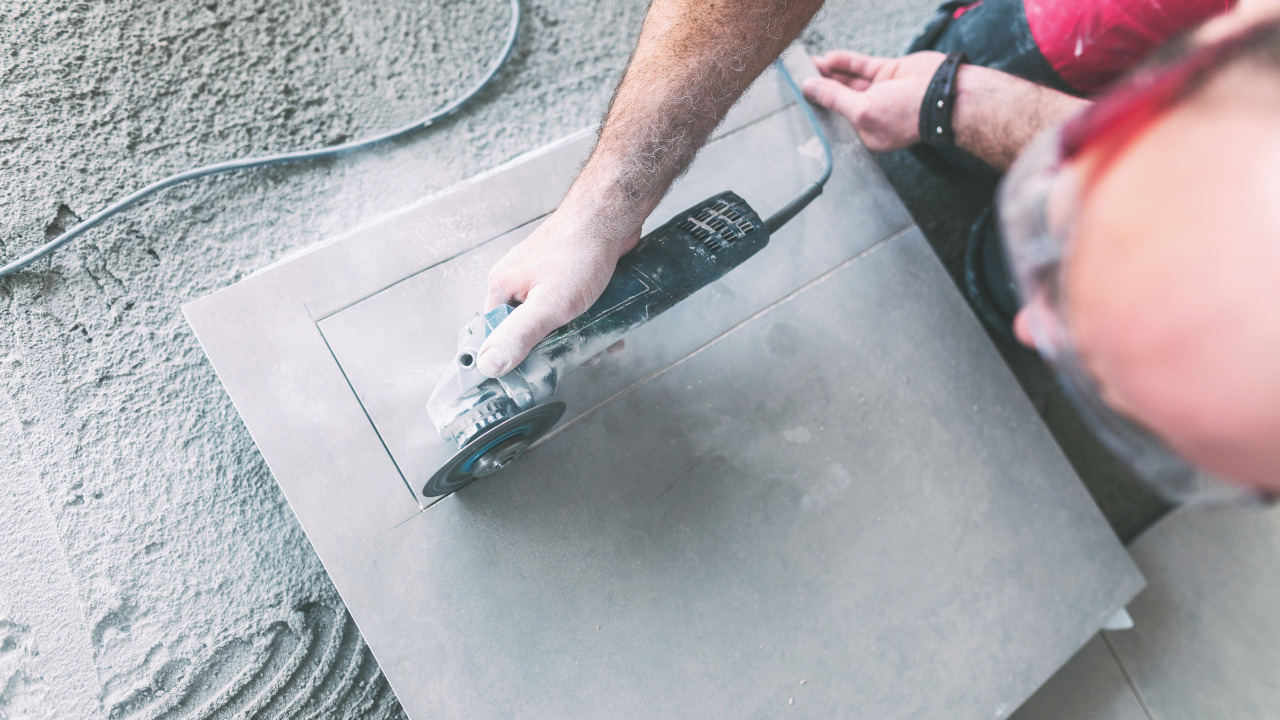 Use A Template To Cut Tiles Around Toilet