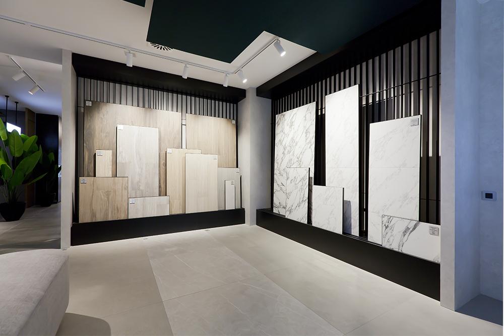 White and gray marble tiles are beautifully present in wall frame  for Marketing purpose