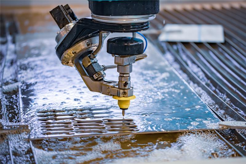  water jet cutting is working at a factory