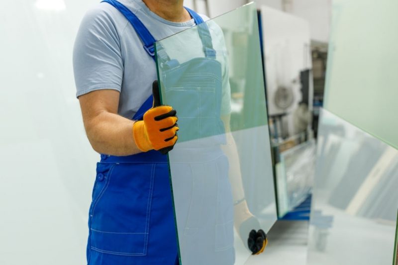 Man Moving A Glass Pane from one place to oyher