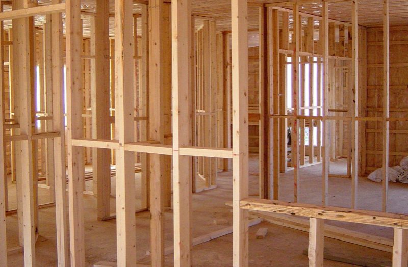 Wooden interior frame of a house