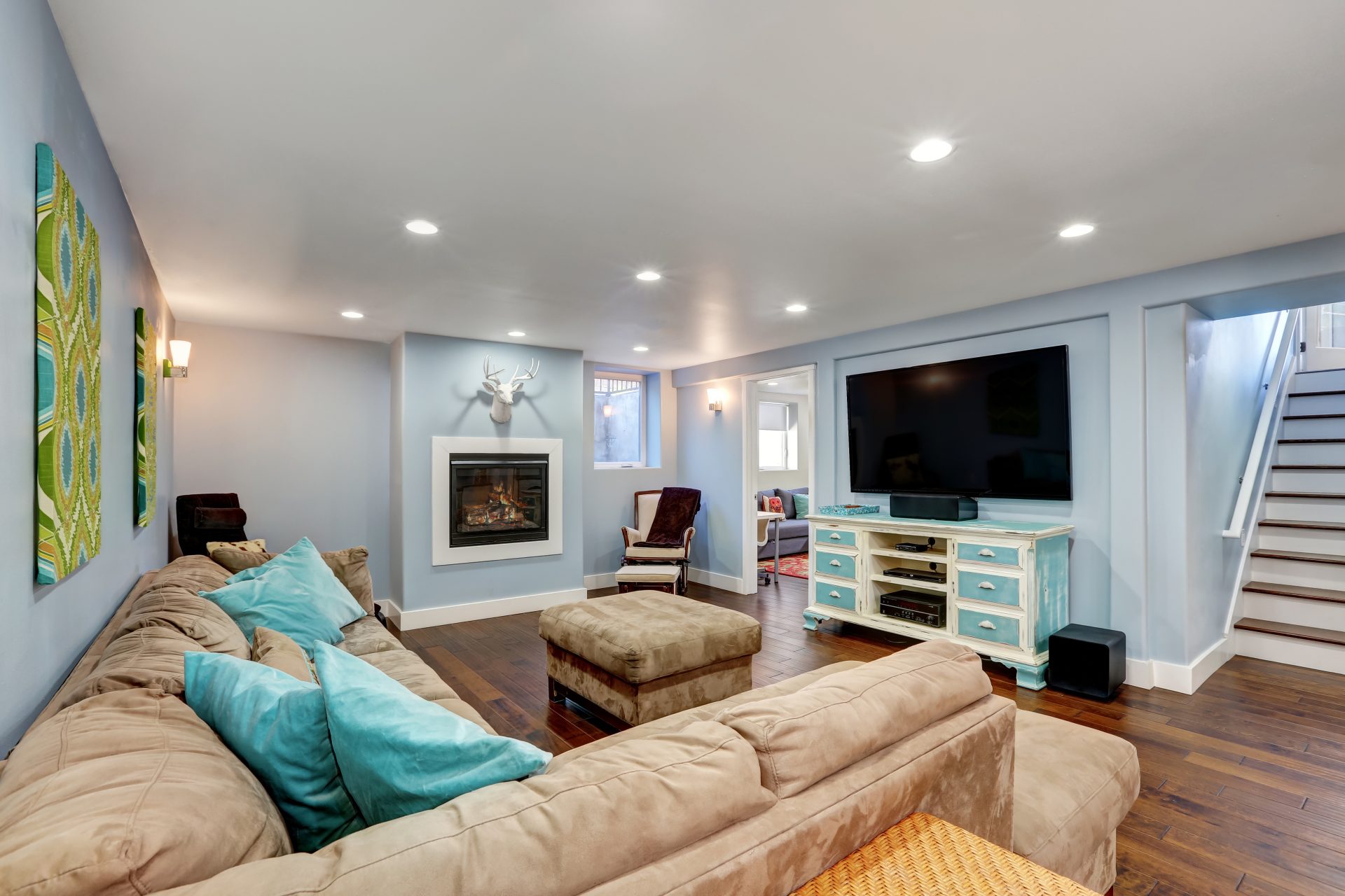 A well arrange basement of a house