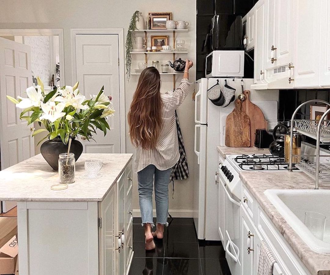 girl doing kitchen design