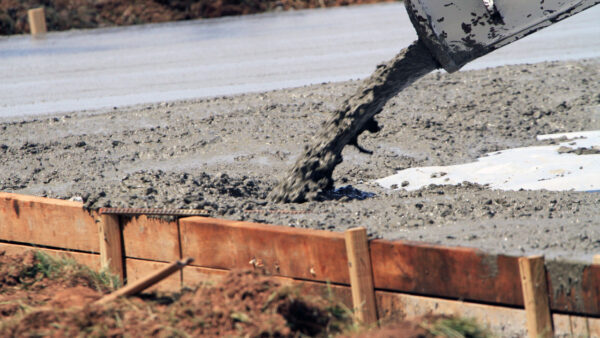 Concrete pouring in formwork