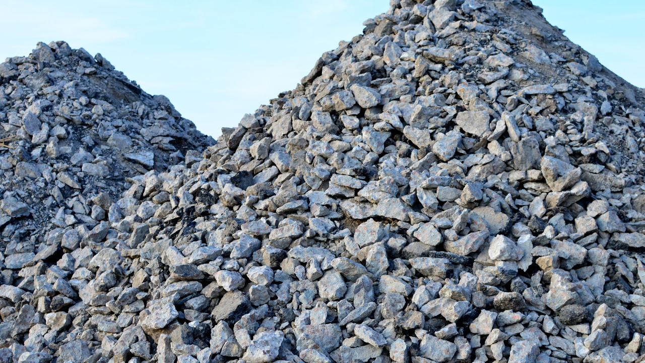 Concrete wastes piled up for recycling