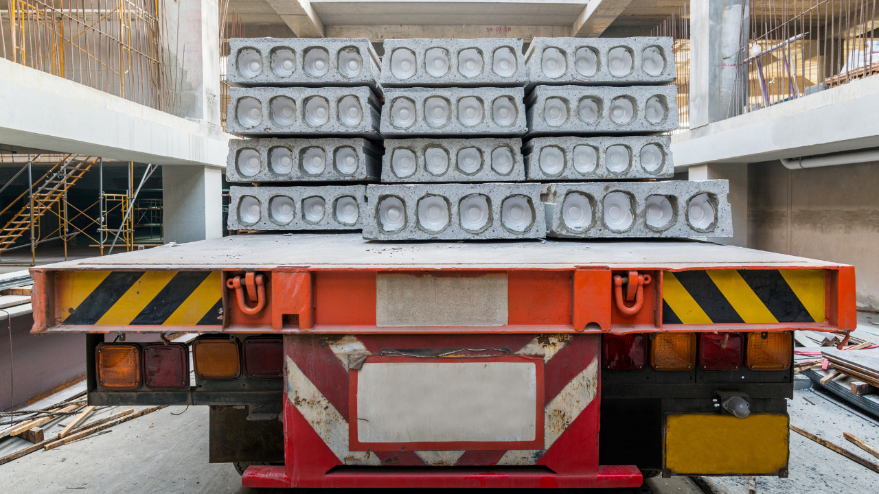 Concrete slabs loaded on truck