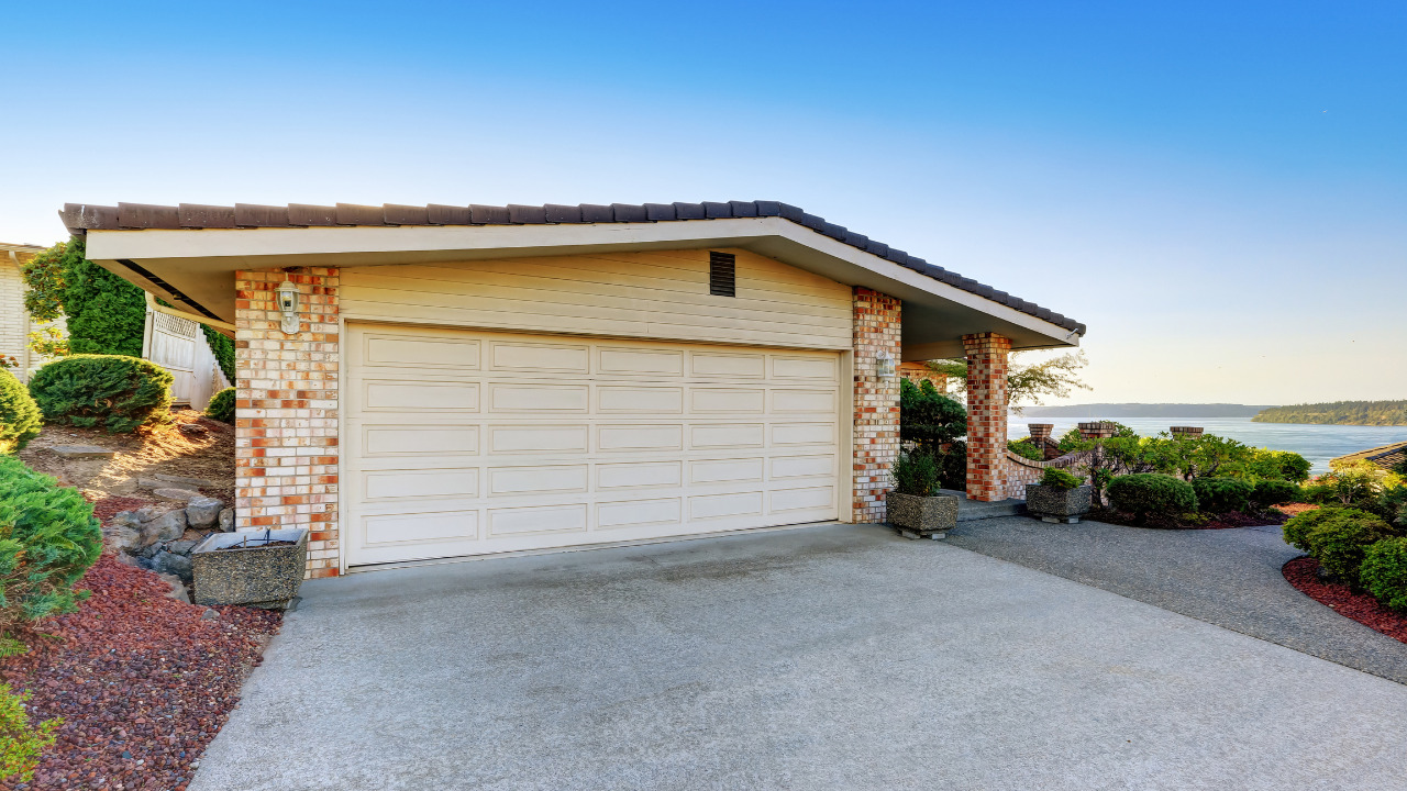 Pitched concrete roof of a driveway