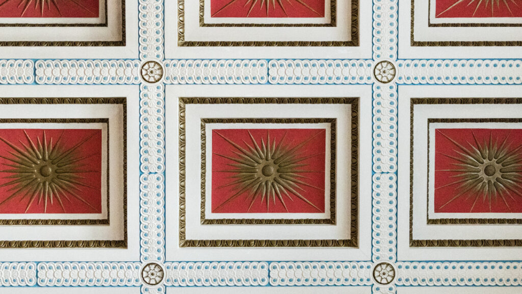 Rectangular Coffered Ceiling with red color