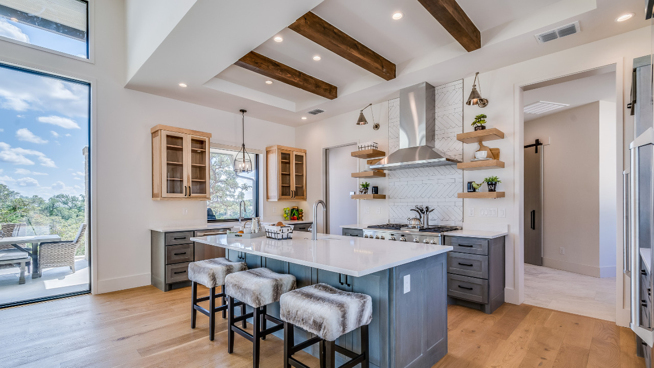 Ceiling beams in a house