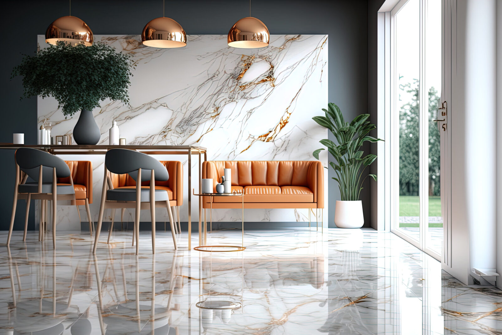 High Resolution Glossy Finish, Dynamic Marble Texture Granite tiles surface background and ceramic wall and floor are used with a marble texture for inside and exterior home decoration. Generative AI