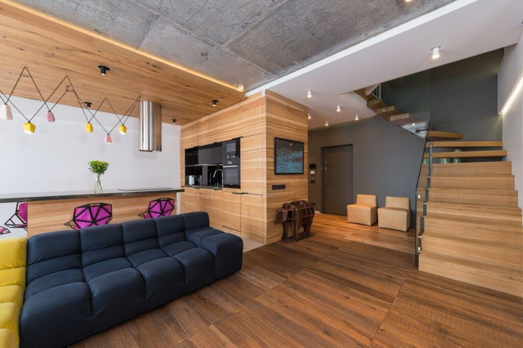 a room with wooden floors.